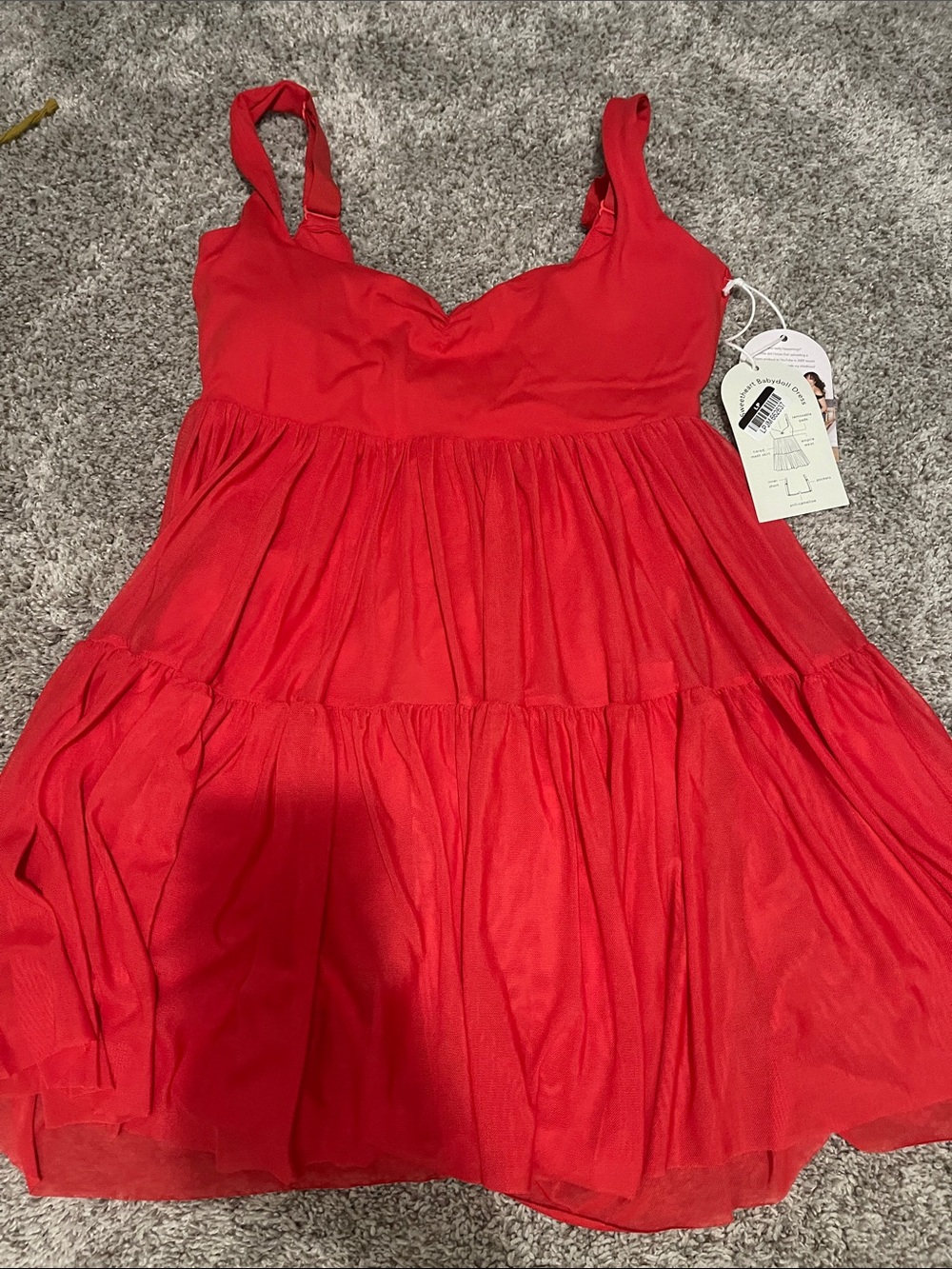 Red Tiered Slip Dress with Adjustable Straps